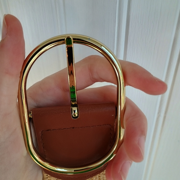 Wide Tan and Gold Woven Belt - Picture 3 of 3